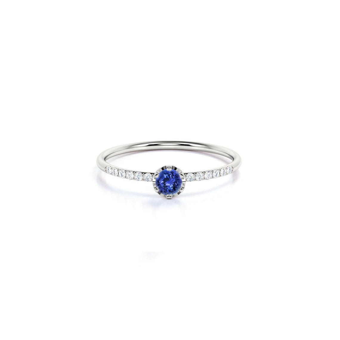 Promise My Love 1/8 CT. T.W. Diamond and Genuine Blue Sapphire Bypass  Promise Ring, 5, White - Yahoo Shopping