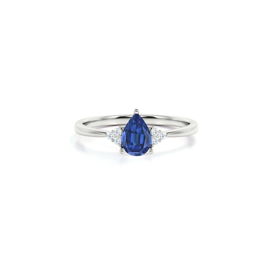1 Ct Blue Sapphire Diamond Five Stone Wedding Anniversary Ring 14K Whi –  Bliss Diamond
