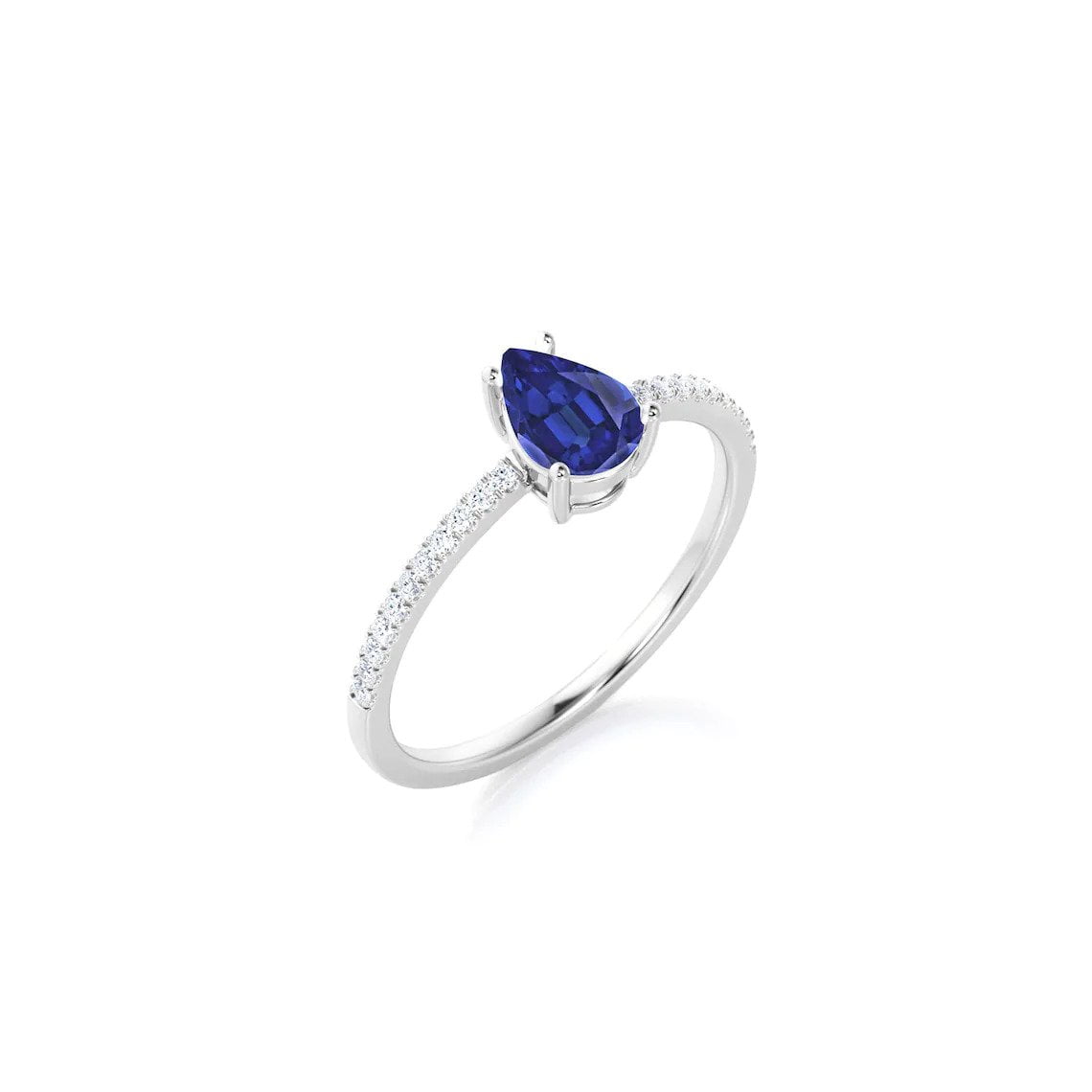 Blue Pear Moissanite Cosmos Enagement Ring with Natural Bi-Color Sapph –  Swank Metalsmithing