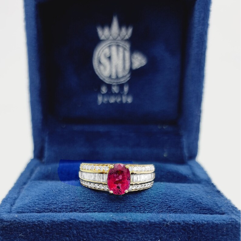 Petite Ruby Baguette and Diamond Ring